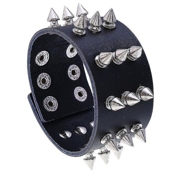 2 pulseras de cuero punk, pulsera de PU estilo steampunk retro con tachuelas de metal