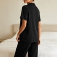 thumbnail image 5 of Maplenight Cotton Pajamas for Women Set 2 Piece Lounge Set Button Down Short Sleeve Top and Drawstring Long Pants Casual Sleepwear Nightwear, 5 of 7