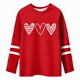 thumbnail image 4 of HCNTES Girls Striped Thumb Hole Long Sleeve Shirts Kids Crewneck Tunic Tops Curved Hem Tees(Red,2-3 Years), 4 of 4