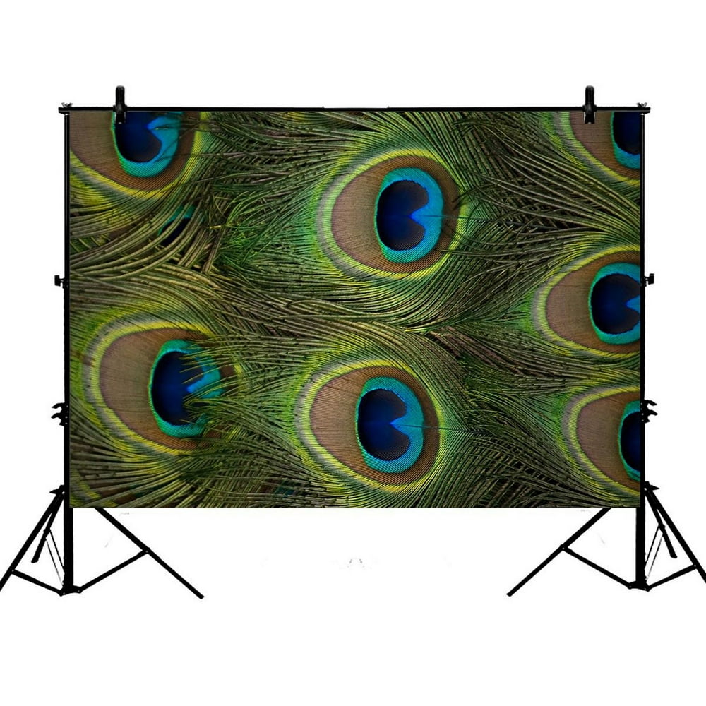 ZKGK 7x5ft Peacock Feathers Polyester Photography Backdrop For Studio
