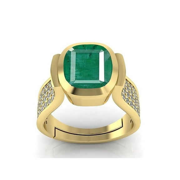7.70 Carat Stone Original Certified Panna Stone Emerald Ring Gold Plated Adjustable Woman Man Ring