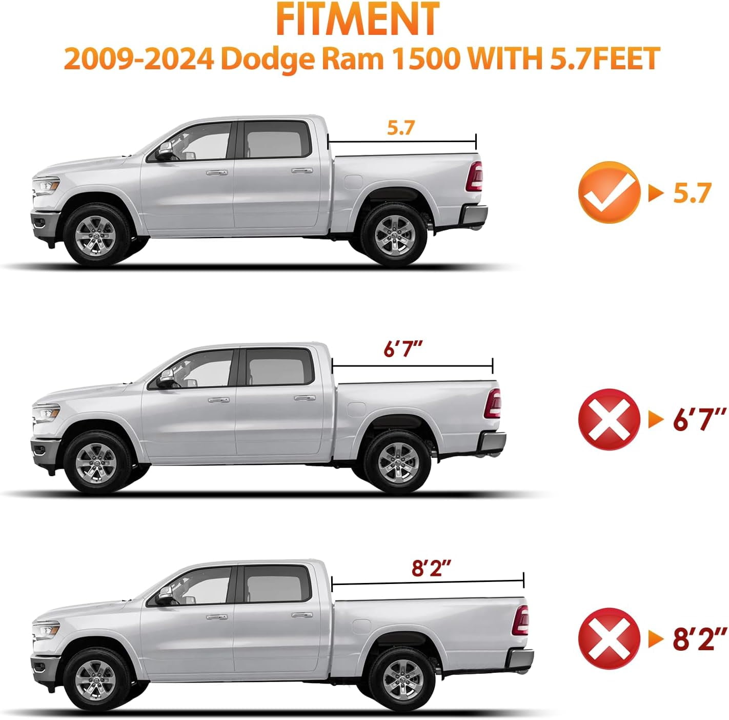 Nilight Truck Bed Tonneau Cover Hard Tri-fold Compatible with 2009-2025 Dodge Ram 1500 2020 2021 2022 2023 2024 2025-5.7ft