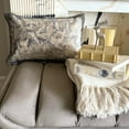 thumbnail image 4 of Gray Decorative Lumbar Pillow Cover 12" x 14" | Modern Velvet Oblong Cushion Cover Abstract | Crystal Border Hand Embroidery Pillowcases for Bed, Couch & Sofa, Modern Home Décor - Crystal Shards, 4 of 9