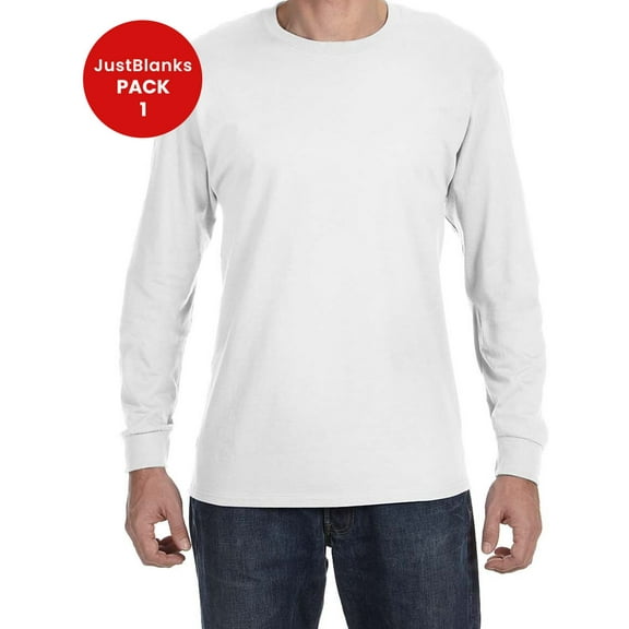 JustBlanks Dri Power 50 50 Cotton Poly Long Sleeve T Shirt Rib knit cuffs
