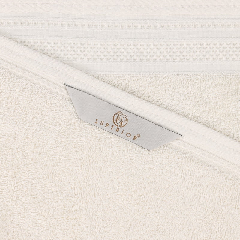 Superior Honeycomb Cotton Medium Weight Face Towels Washcloths, Set of 12, Ivory