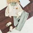 thumbnail image 2 of Akiihool Winter Baby Boy Clothes Baby Boy Football Outfit Football Crewneck Sweatshirt Jogger Pants 2Pcs Toddler Fall Clothes 6M-4T Light Green,3-4 Years, 2 of 9