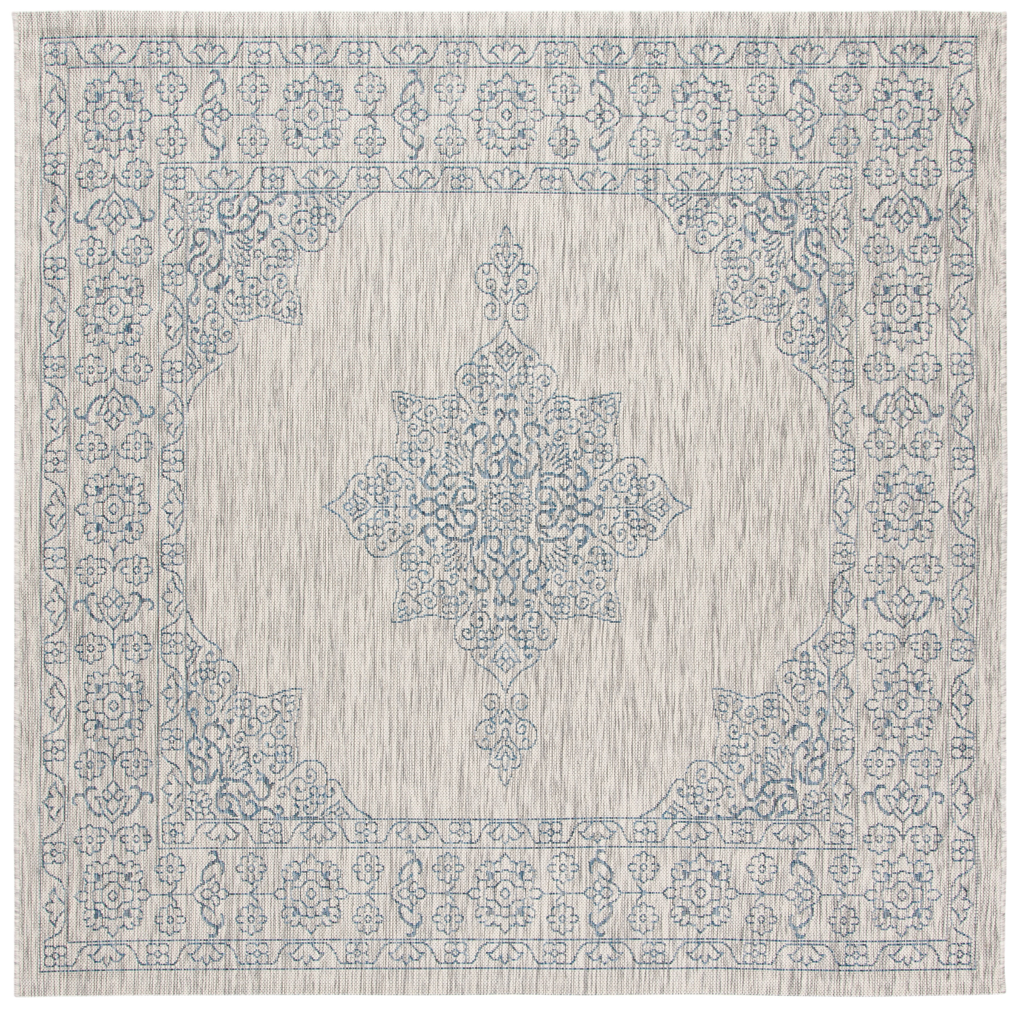 Safavieh Courtyard Delbet Medallion Indoor/Outdoor Area Rug, Gray/Navy, 6'7" x 6'7" Square