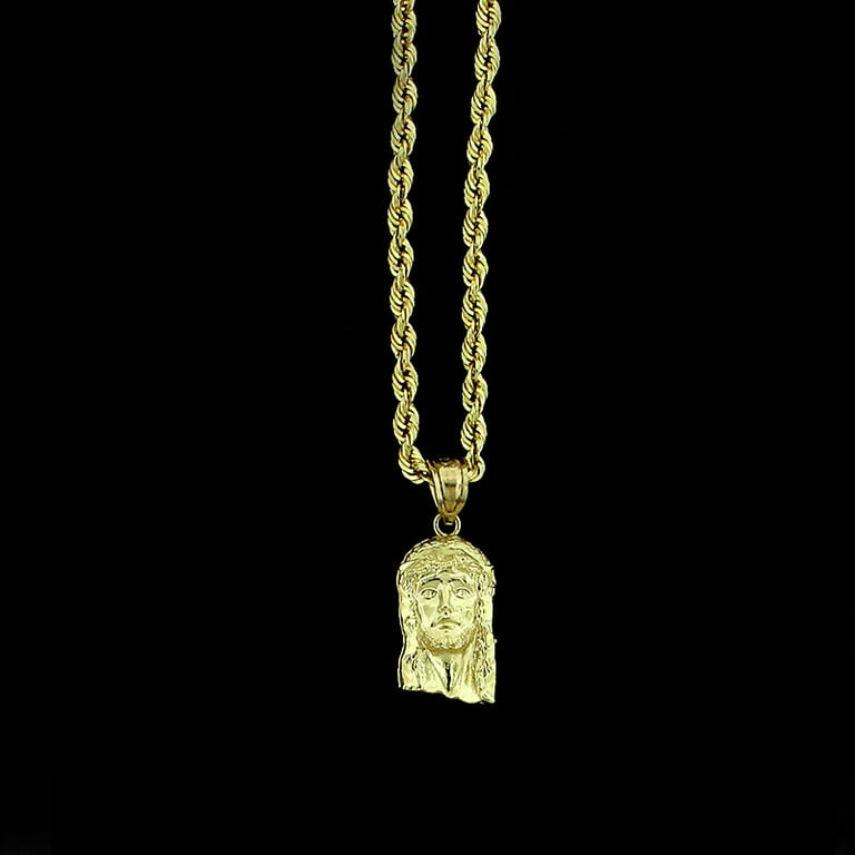 Gold rope chain deals with jesus pendant