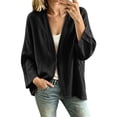thumbnail image 2 of Kadlawus Women Fall Long Sleeve Loose Cardigan Open Front Casual Knit Shawl Wrap Cozy Soft Flowy for Daily Office Weekend Travel, Black M, 2 of 9