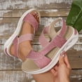 thumbnail image 2 of Hopeusnice Sandals for Women Thick-Soled Heel Breathable Non-Slip Open Toe Trendy PU Materials Summer Shoes Soft Women's Sandals Slip-Resistant Walking Shoes Pink 43, 2 of 6