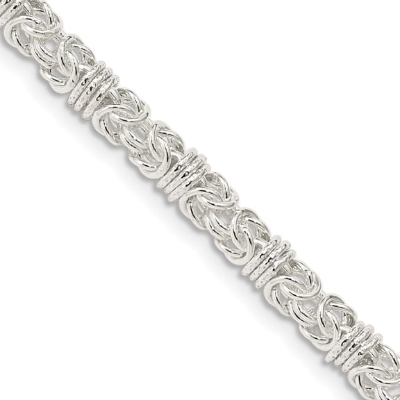 Diamond2Deal Mother's Day Gift 925 Sterling Silver 4mm Fancy Byzantine Chain Necklace for Women 18"