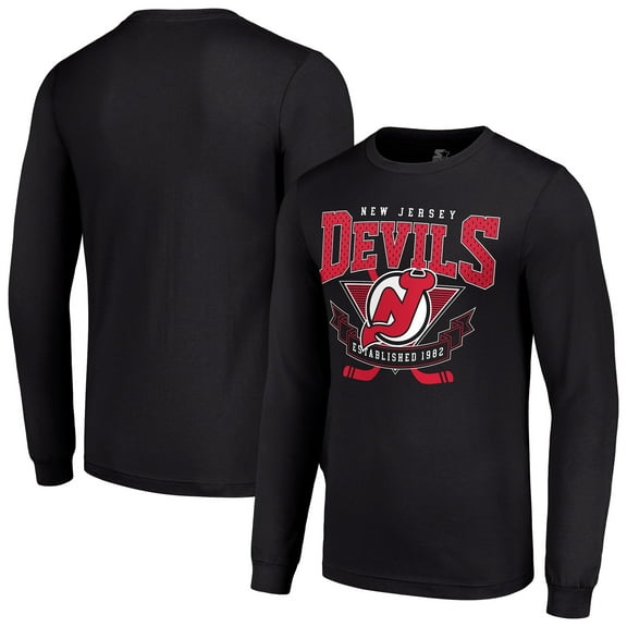 Men's Starter Black New Jersey Devils Team Logo Graphic Long Sleeve T-Shirt