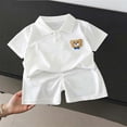 thumbnail image 4 of Odeerbi Niños 2 Piezas Preppy Outfit Oso Bordado Tenis Camisa de Golf y Pantalones Cortos Conjunto de Uniforme Escolar, 4 of 8