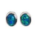 thumbnail image 4 of DELICATE PATH STERLING SILVER AUSTRALIAN BLACK OPAL STUD EARRINGS, 4 of 4