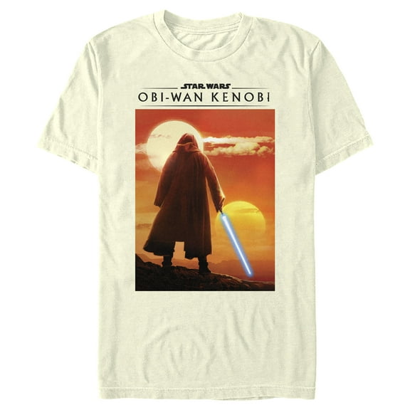 Men's Star Wars: Obi-Wan Kenobi Two Suns and Kenobi on the Horizon  Graphic Tee Beige Small