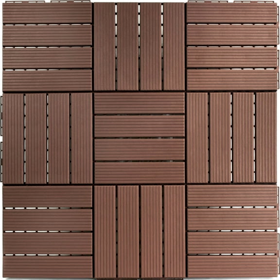 FloorPops Straight Groove Coffee Interlocking Deck Tiles