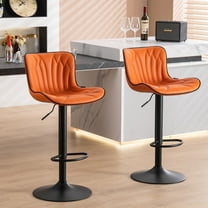 YOUNIKE Bar Stools Set of 2 Orange Soft Adjustable Swivel Bar Height Counter Stools