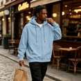 thumbnail image 6 of Mens Oversized Hoodie Big and Tall Full Zip Fleece Hooded Sweatshirt Long Sleeve Solid Color Casual Jacket Front Pockets, 6 of 9