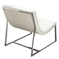 thumbnail image 4 of Benzara Leather Upholstered Lounge Chair with Channel Tufting Details and Steel Frame, White and Silver-Color:White and Silver, 4 of 6