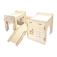 thumbnail image 1 of Castillo de madera para escondite de conejos, casa de madera ventilada para conejos, hábitats con escaleras tipo cueva para que pequeños animales, 1 of 9