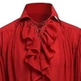 thumbnail image 6 of Men Gothic Ruffle Lace Up Long Sleeve Shirt Linen Blend Pirate Costume Shirt Medieval Renaissance Vampire Blouse Steampunk Halloween Cosplay Top Red XS, 6 of 9