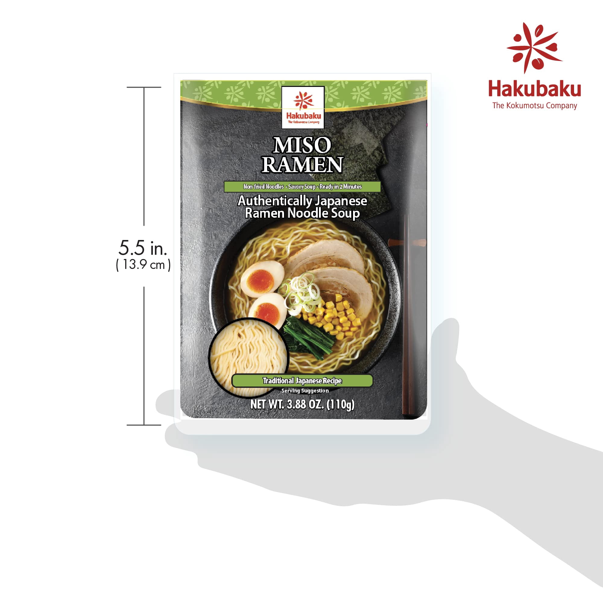 Hakubaku Japanese Ramen Noodle Soup, MISO, 3.88oz (Pack of 12), Authentic Japanese ramen non-fried & soft noodles, shelf-stable