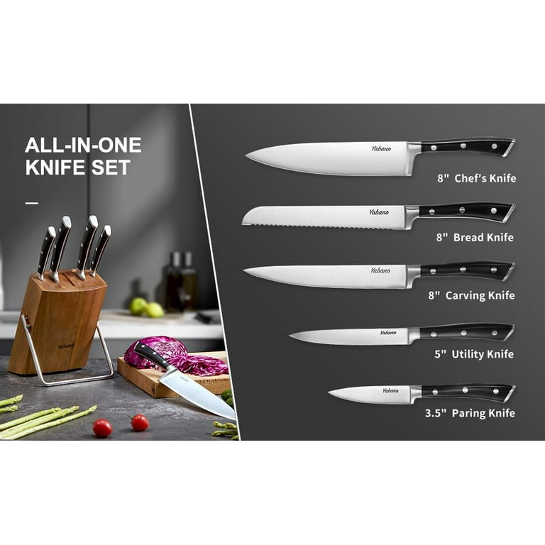 McCook MC20 17pcs Kitchen Knife Set with Block Cutlery Knife Block Set Stainless Steel, Size: 8, Silver