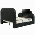 thumbnail image 2 of Kerie Queen Size Bed with LED Fireplace- TV Lift Stand- Black Velvet, 2 of 7