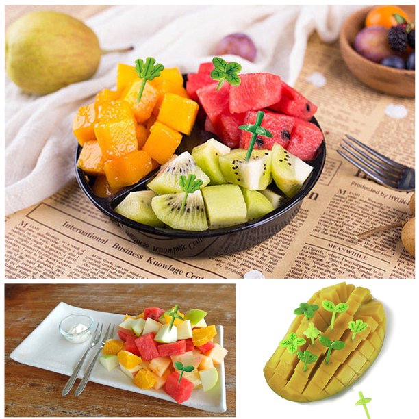 Selecciones De Comida Food Pick - Paquete de 8 palillos de frutas para alimentos Decoración de palillos de dientes con formas de hojas Sywqhk Libre de BPA