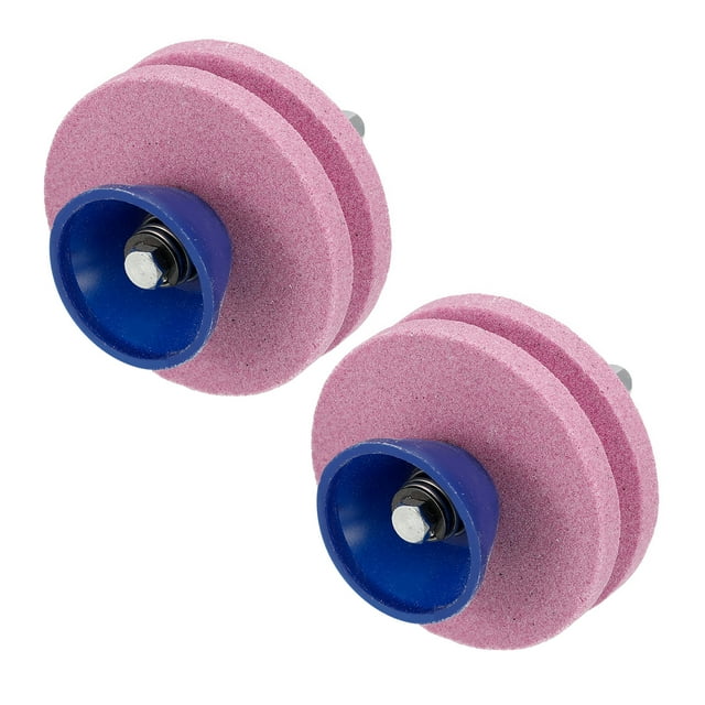 Unique Bargains Lawn Mower Blade Sharpener, 2Pack Double Layer Corundum Blade Sharpener, Pink