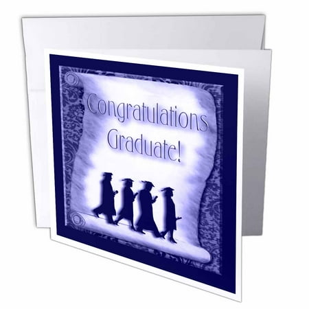 Graduate Card - 3dRose Congratulations Graduate Blue, Greeting Cards, 6 x 6 inches, set of 12