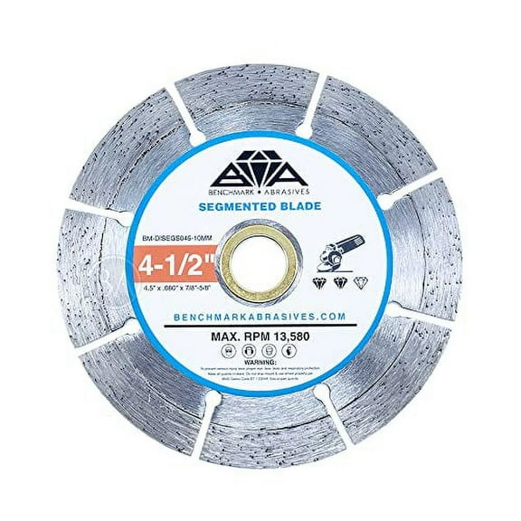 Benchmark Abrasives 4-1/2" Segmented Diamond Blade With Steel Core, Saw Blades for Angle Grinder, Cutting Brick Ceramic Tile Granite Concrete Marble - (10 Pack)