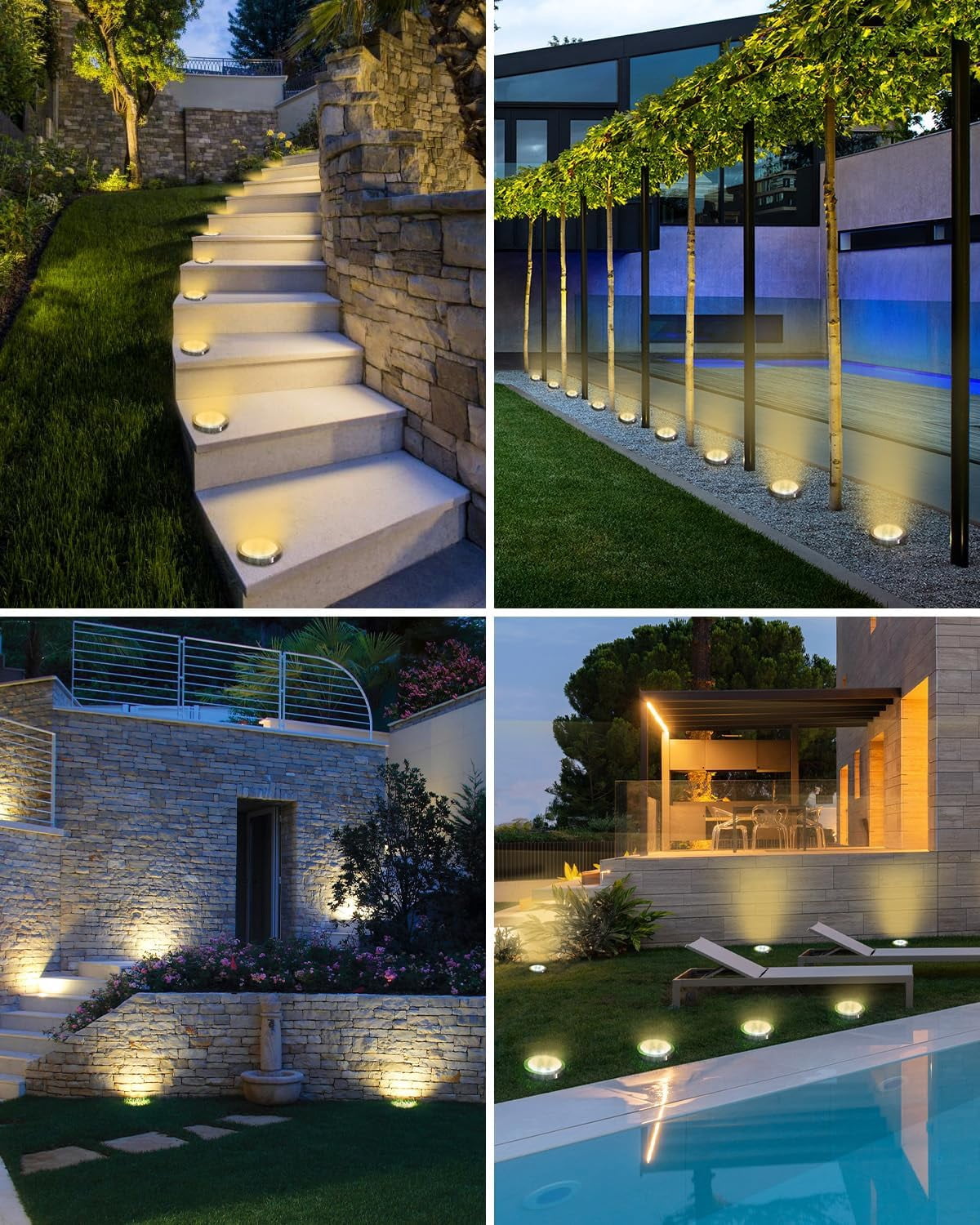 BN-LINK Solar Ground Lights, Waterproof Solar Garden Lights, Outdoor Garden Waterproof Lights, Landscape Lights for Outside Patio Pathway Yard Lawn Driveway Deck Step Walkway(12 Pack Warm Light)