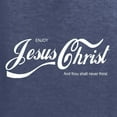 thumbnail image 5 of Wild Bobby, Enjoy Jesus Christ and Thou Shalt Never Thirst Coke Parody Inspirational/Christian Men's Graphic T-Shirt, Vintage Heather Navy, Large, 5 of 5