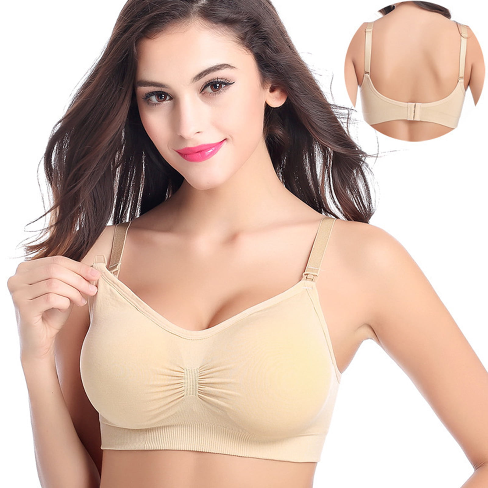 Maternity Solid Color Bra With Anti-sag Function And Front Opening