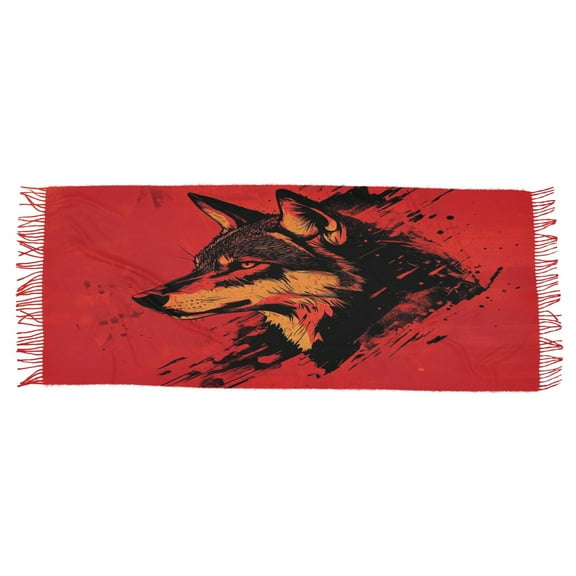 BZSMCE Women Scarf Cool Wolf Head Simple Pattern Soft Warm Long Large Scarves