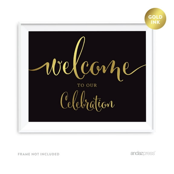 Welcome to our Celebration Black and Metallic Gold Baby Shower Signs