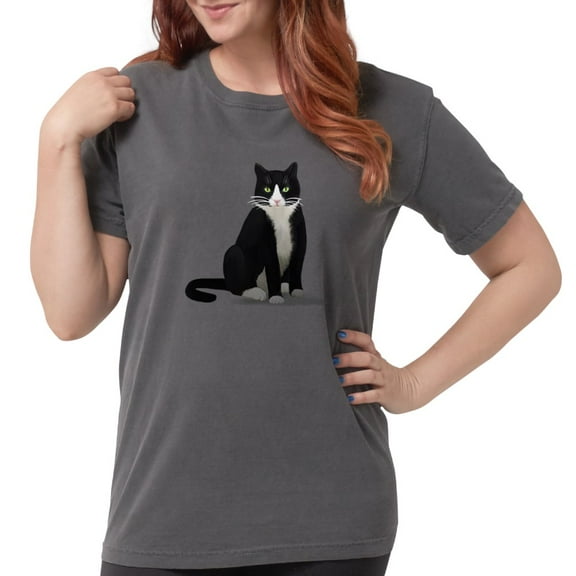 CafePress - Black And White Tuxedo Ca T Shirt - Womens Comfort Colors® Shirt
