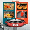 thumbnail image 5 of Hot Pot with Grill, 2000W 2 in 1 Electric Hot Pot Grill Cooker with Dual Temperature Control for 1-8 People, Multi-function Smokeless Shabu Korean BBQ Grill for Simmer, Boil, Fry, Roast (red), 5 of 16