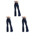 thumbnail image 3 of pitrice Women Wide Leg Jeans High Waist Flared Pants Solid Color Strap Spring Summer Hip-Lifting Ladies Trousers For Office Blue M 3Set, 3 of 6