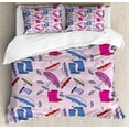 thumbnail image 1 of Umbrella Duvet Cover Set King Size, Autumn Accessories Boots and Flourish Umbrellas Colorful Style Print, Decorative 3 Piece Bedding Set with 2 Pillow Shams, Pale Mauve Multicolor, by Ambesonne, 1 of 3