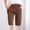 Brown, variant on USSUMA Linen Shorts for Women Solid Color Bermuda Summer Fashion Elastic Waist Casual with Pocket Comfy Shorts Straight Pants Half Shorts Linen Wide Legs Shorts for Women Brown L