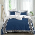 thumbnail image 2 of Navy Blue Bedding 3 Piece Duvet Cover Set California King, Black Modern Geometric Abstract Art Aesthetics Soft Microfiber Comforter Cover with Zipper Closure & Pillowcases, FadeResistant Quilt Cover, 2 of 9