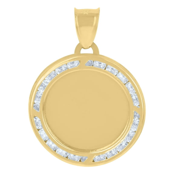 10kt Real Yellow Gold Unisex Cubic-Zirconia Photo Frame Charm Pendant