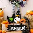 thumbnail image 4 of Letrero colgante de Halloween, adorno colgante de madera de calabaza, placa de Gnomo de calabaza, 2 uds., 4 of 5