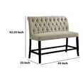 thumbnail image 5 of Benzara Fabric Upholstered Wooden Counter Height Bench, Beige and Black-Color:Beige and Black, 5 of 5