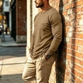 thumbnail image 2 of GrmtClth Men's Norway Shirt Simple Solid Color Pocket Crewneck Long Sleeve Pullover Shirts Breathable Soft Material For Street Gym Daily Outdoor Wear Tops Camel 3XL, 2 of 9