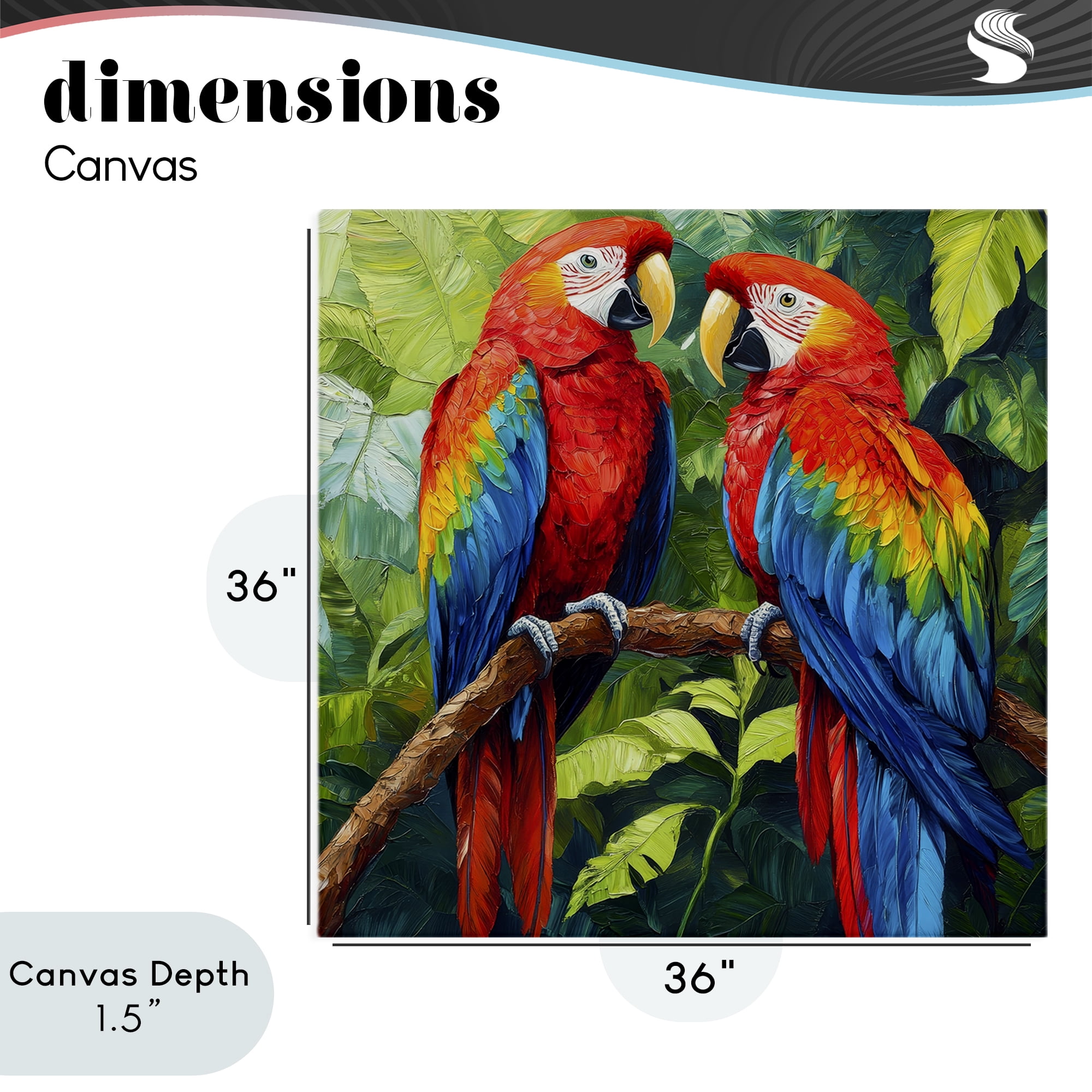 Stupell Industries Tropical Parrot Pair Canvas Wall Art, design by Petal Prints Design