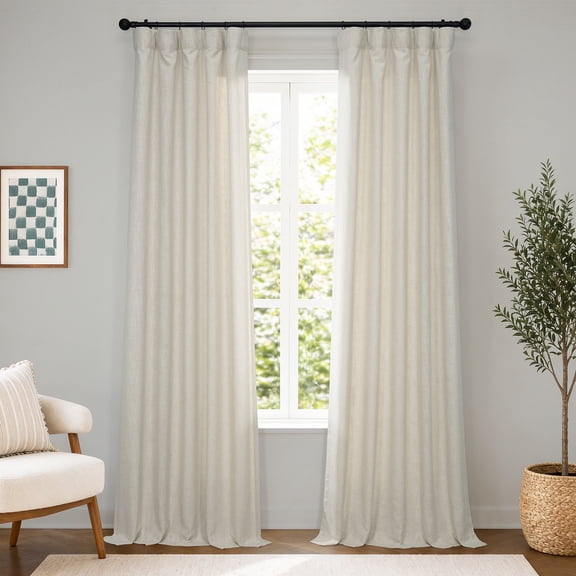 Malted Cream Heavy Faux Linen Curtain (1 Panel), Malted Cream, 50W X 108L