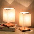 thumbnail image 4 of BELUPAI Square Fabric Bedroom Bedside Lamp Creative Simple Personality Small Night Light Dimming Remote Control Table Lamp, 4 of 14
